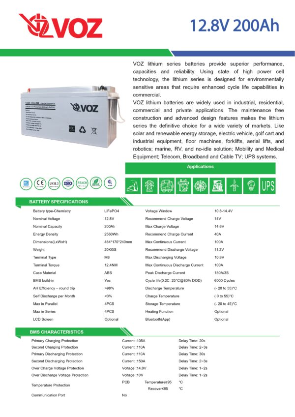 VOZ LiFePO4 12.8V 200 Ah - Image 4