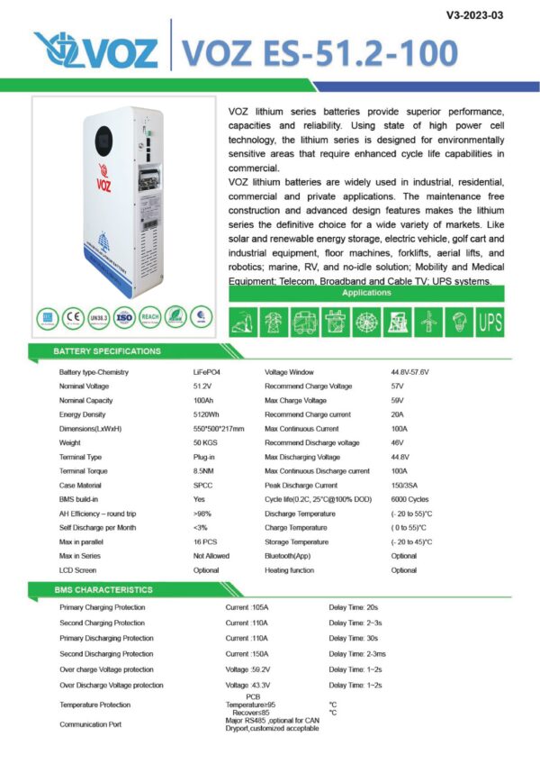 VOZ LiFePO4 51.2V 100 Ah With Mounted - Image 4