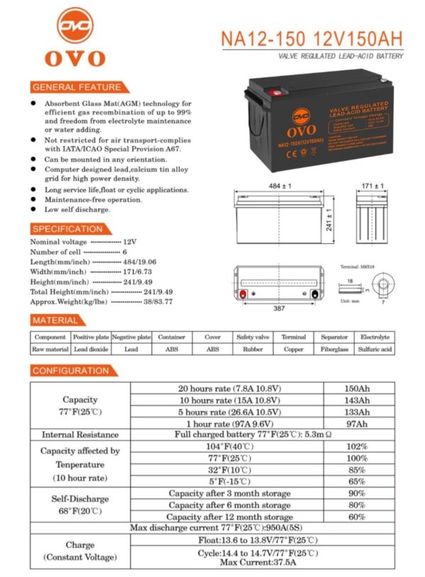 OVO VRLA 12V 150 Ah - Image 3
