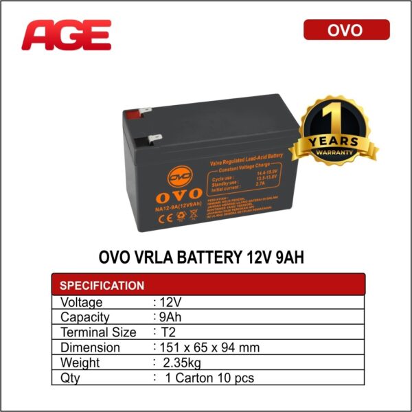 OVO VRLA 12V 9 Ah