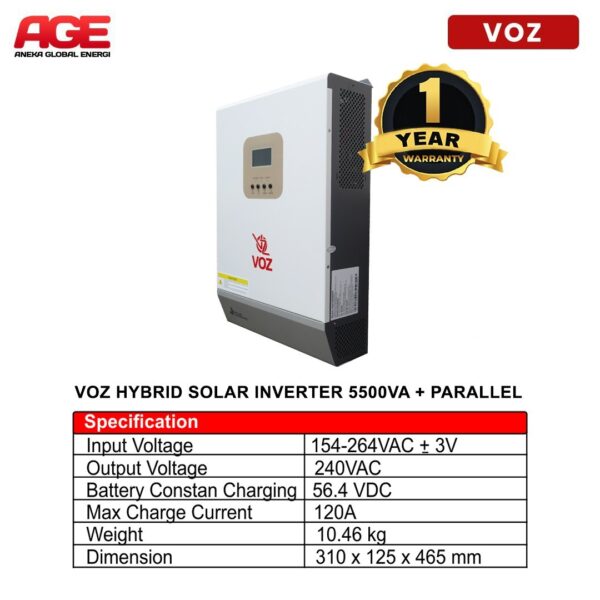 VOZ Solar Inverter Hybrid 5.5 Kva + Paralel