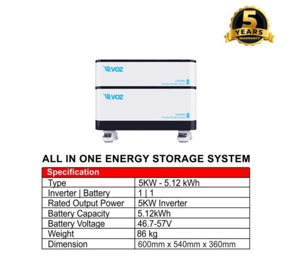 VOZ All In One Energy Store System 5KW Inverter + 5.12KWH - Image 3
