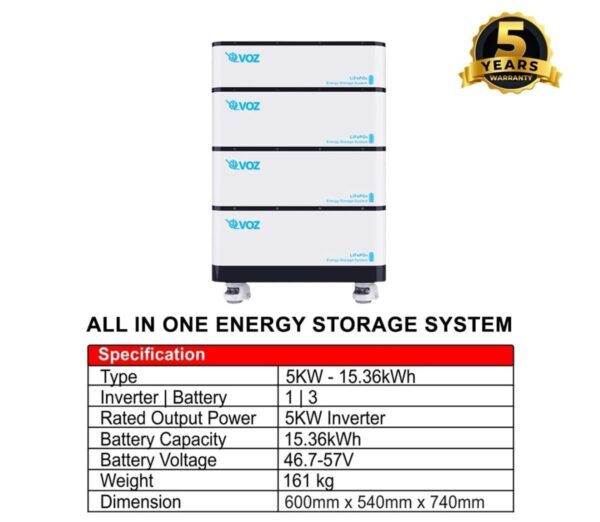 VOZ All In One Energy Store System 5KW Inverter + 15.36KWH - Image 3