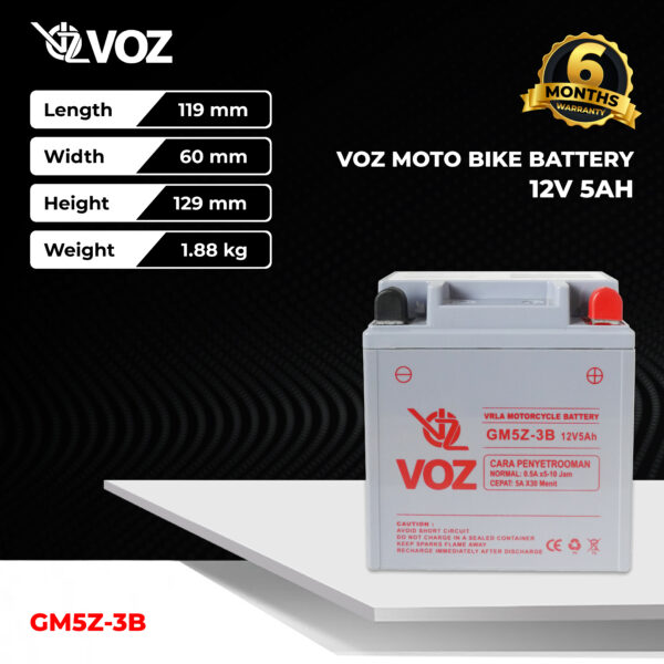 VOZ Aki Motor GM5Z-3B 12V 5 Ah