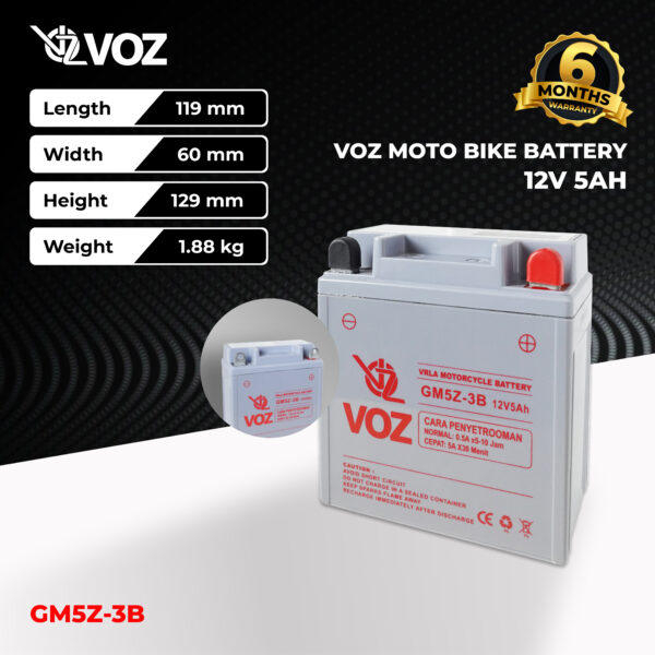 VOZ Aki Motor GM5Z-3B 12V 5 Ah - Image 2
