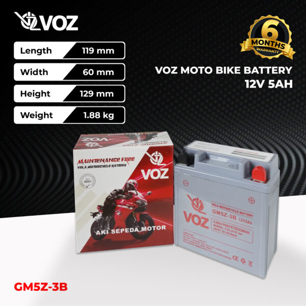 VOZ Aki Motor GM5Z-3B 12V 5 Ah - Image 3