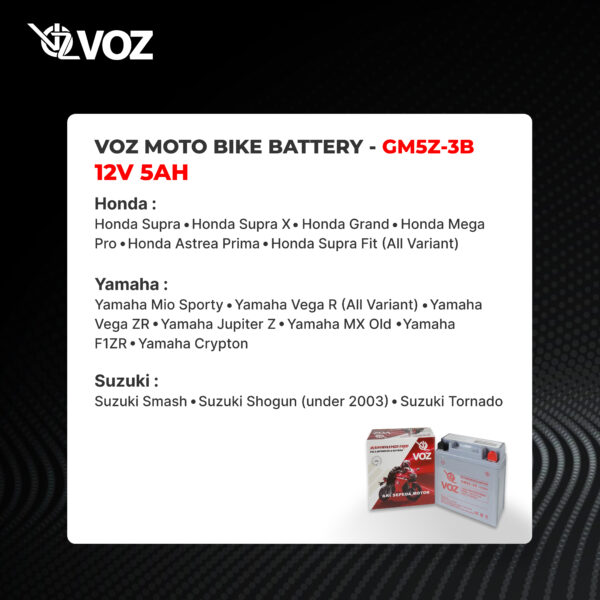 VOZ Aki Motor GM5Z-3B 12V 5 Ah - Image 4