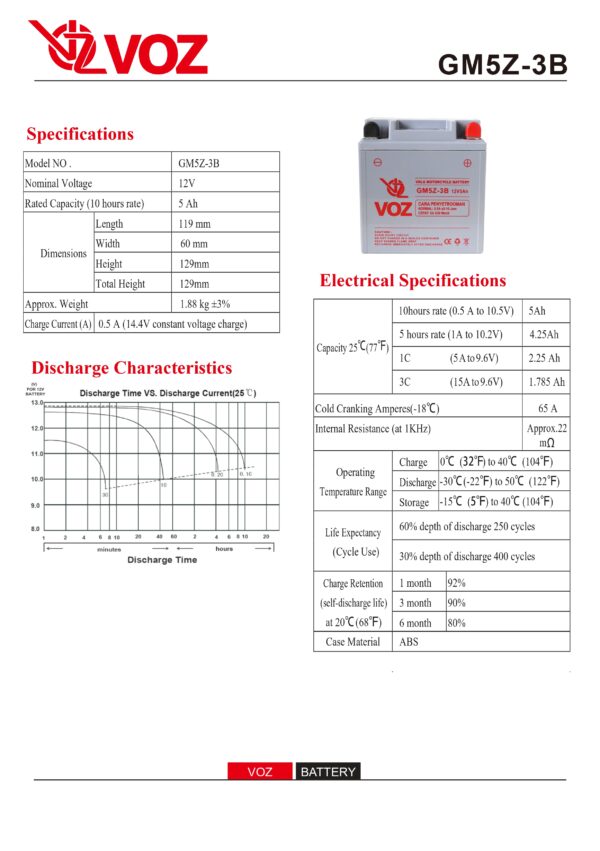 VOZ Aki Motor GM5Z-3B 12V 5 Ah - Image 5