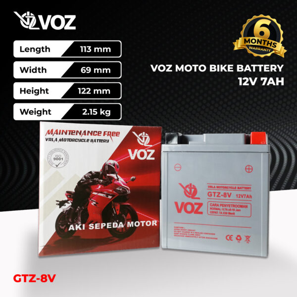 VOZ Aki Motor GTZ8V 12V 7Ah - Image 3