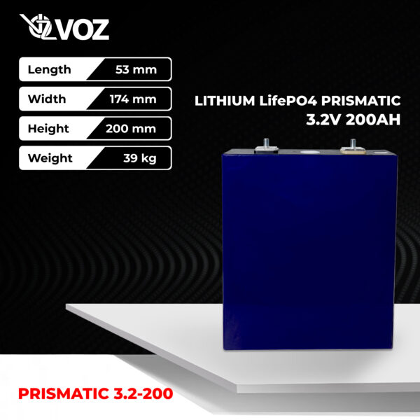 VOZ LiFePO4 Prismatic 3.2V 200 Ah
