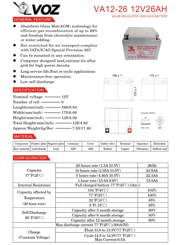 VOZ VRLA AGM 12V 26Ah - Image 4