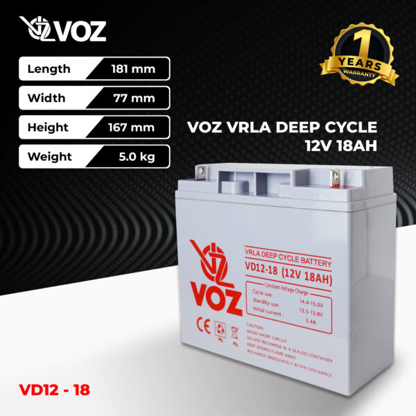 VOZ Deep Cycle 12V 18 Ah - Image 2