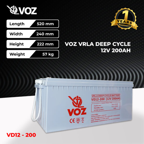 VOZ Deep Cycle 12V 200 Ah - Image 2