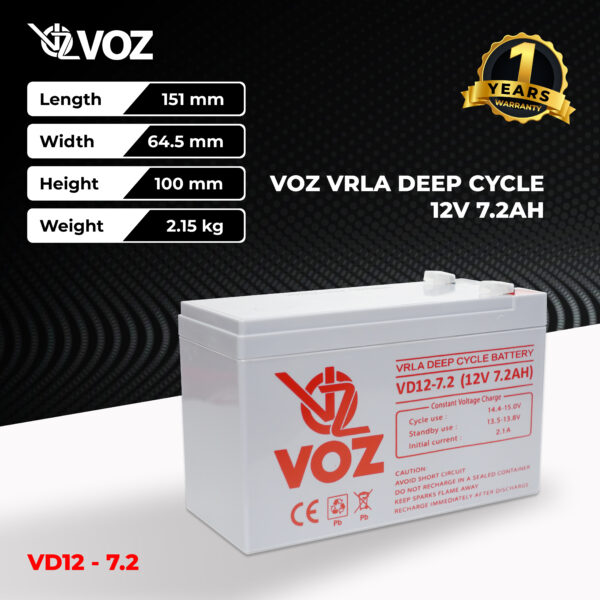VOZ Deep Cycle 12V 7.2 Ah - Image 2