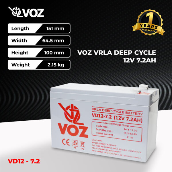 VOZ Deep Cycle 12V 7.2 Ah - Image 3