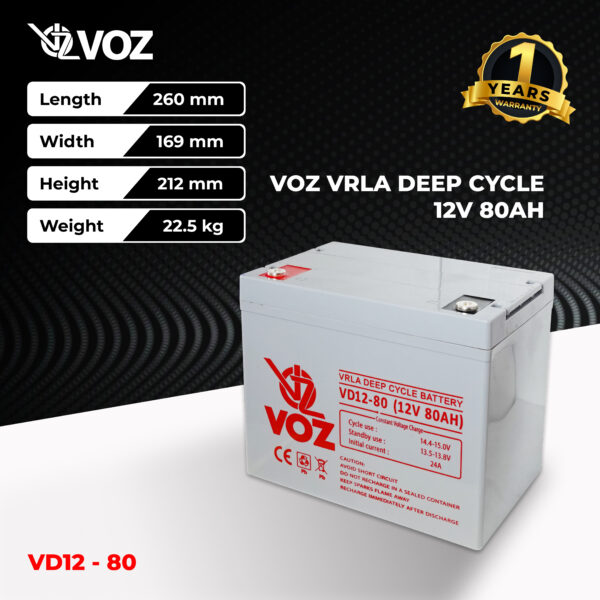 VOZ Deep Cycle 12V 80 Ah - Image 2