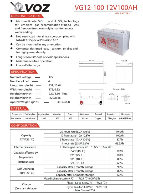 VOZ Gel 12V 100 Ah - Image 4
