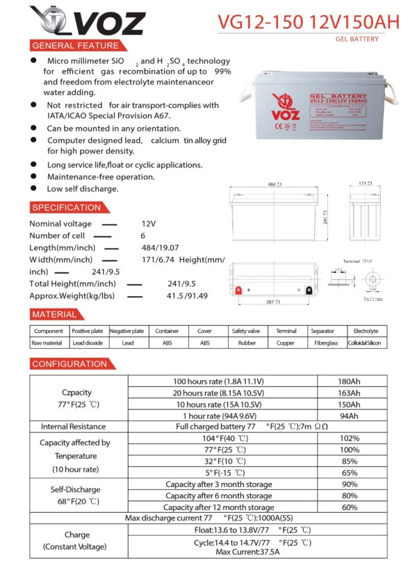 VOZ Gel 12V 150 Ah - Image 4