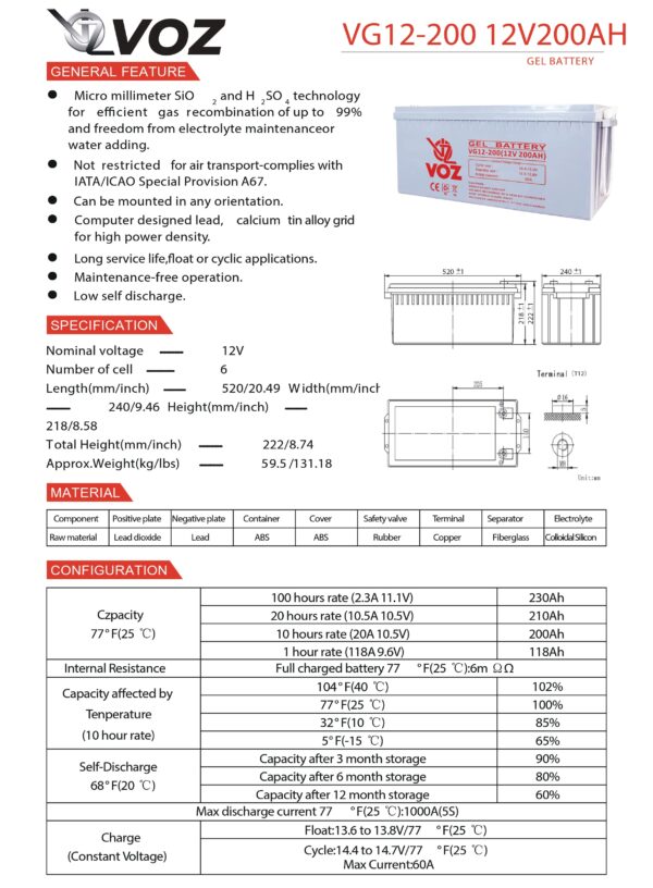 VOZ Gel 12V 200 Ah - Image 4