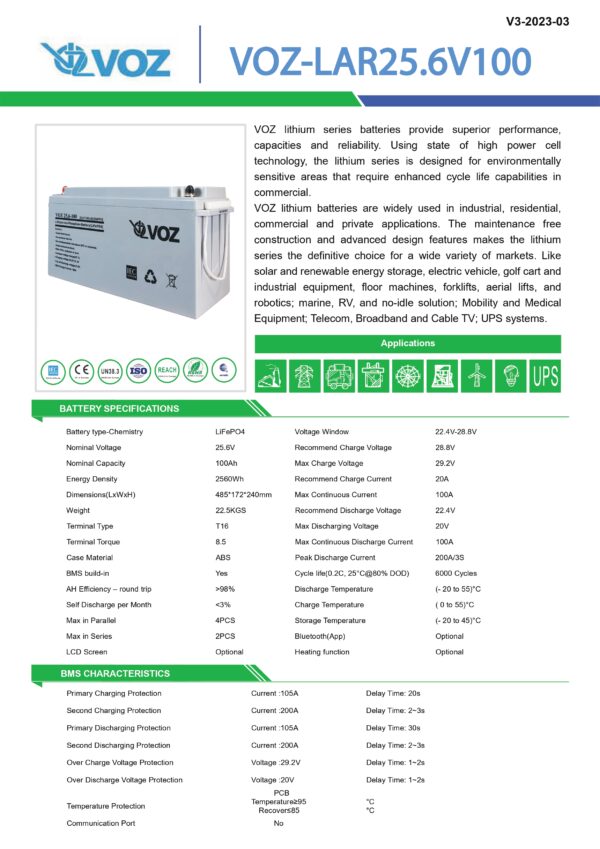 Voz LiFePO4 25.6V 100 Ah - Image 4