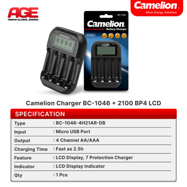 Camelion Charger BC-1046 + 2100 BP4 LCD