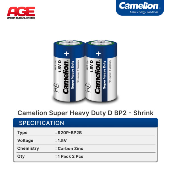 Camelion Super Heavy Duty D Bp2 - Shrink